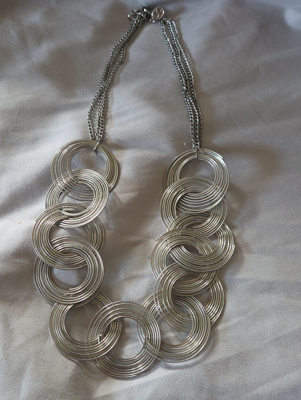 Silver Multi-Ring Statement Necklace - Simply Silver